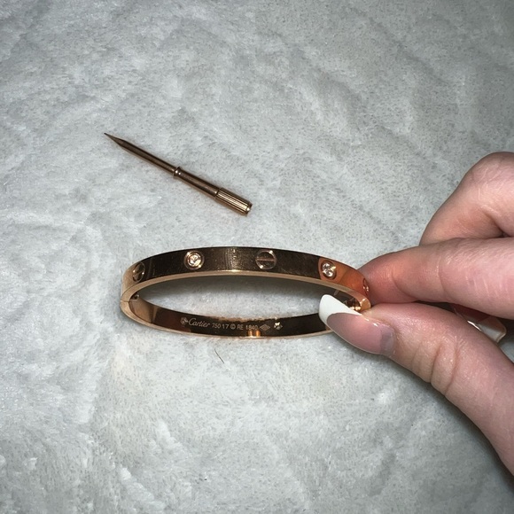 Rose Gold Love-Style Bracelet With Diamonds - Picture 2 of 8